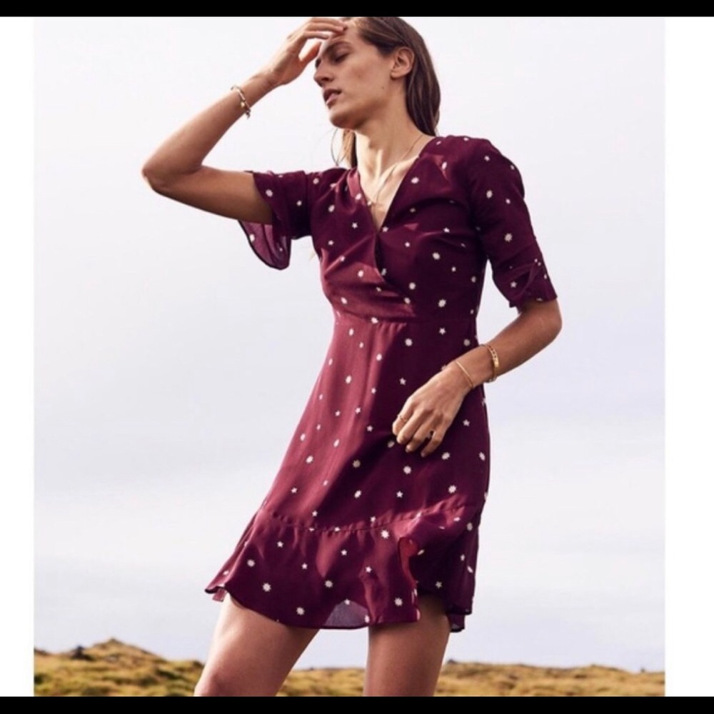 Madewell Silk Flutter Hem Dress in Star Mix